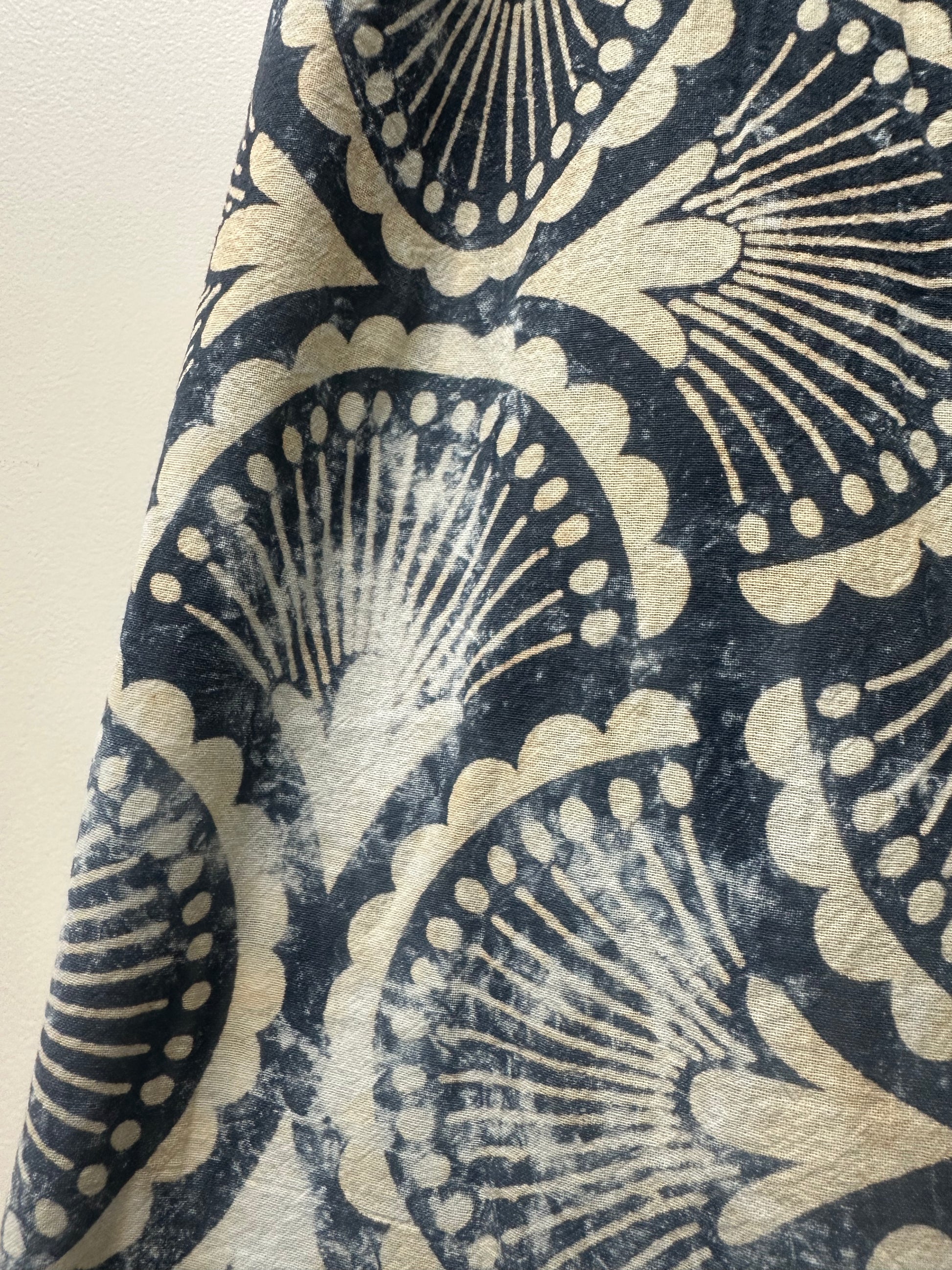Midnight Fanfare Hand Tie-Dye & Overprint Cotton Wide-Leg Pants