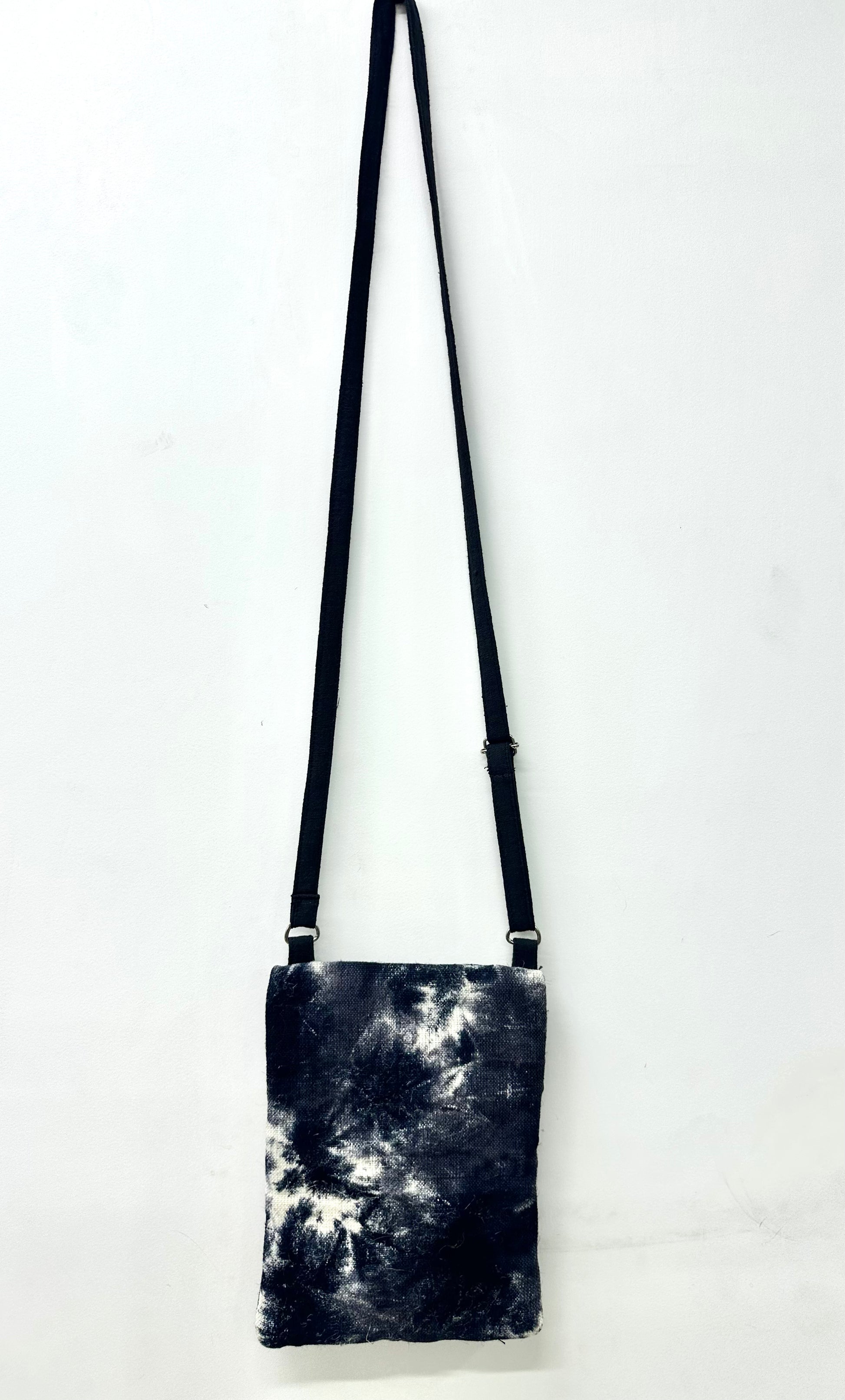 Black TyeDye Charm Jute Cotton Sling Phone Bag