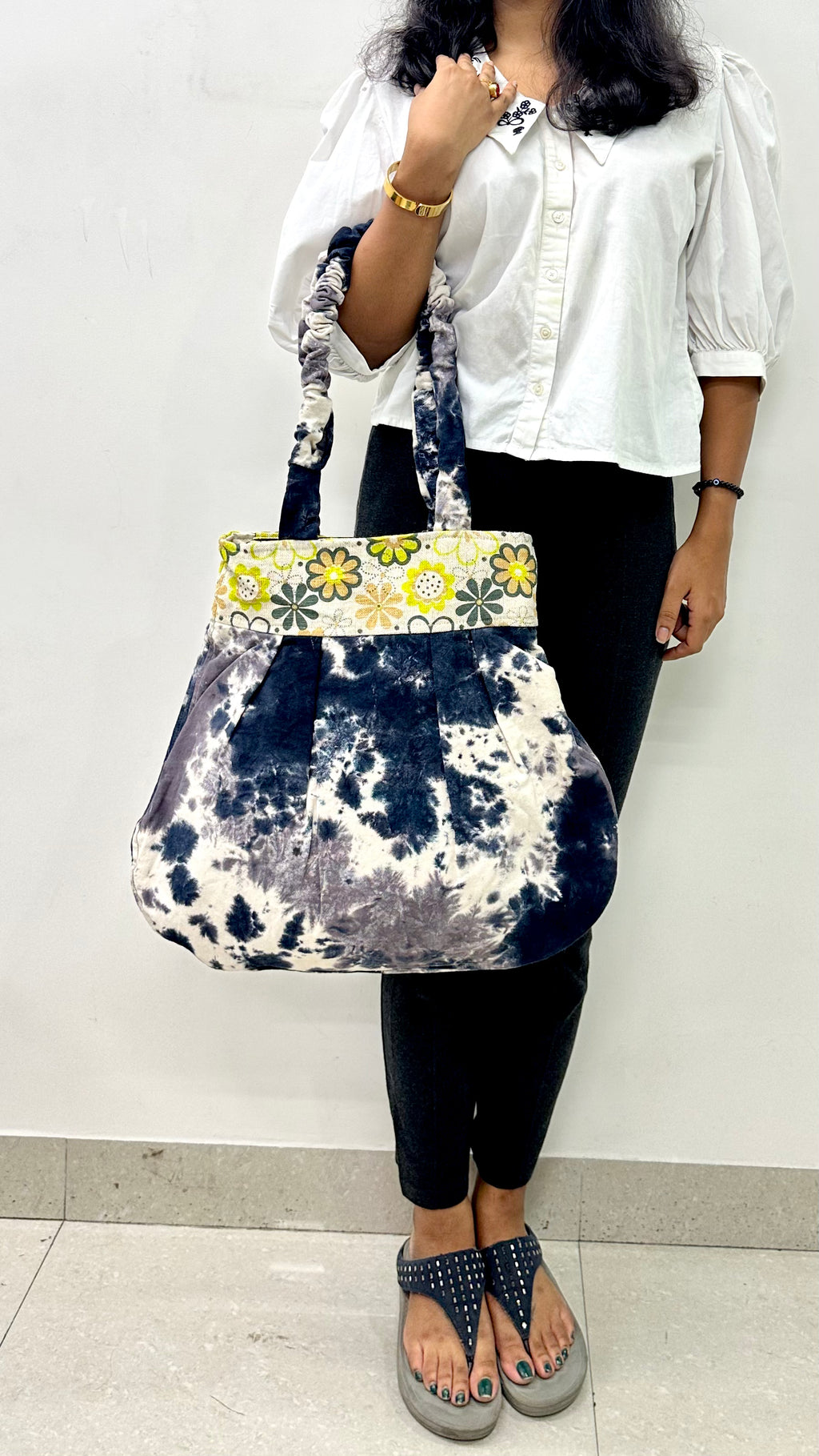 Midnight Storm Tie-Dye Tote Bag