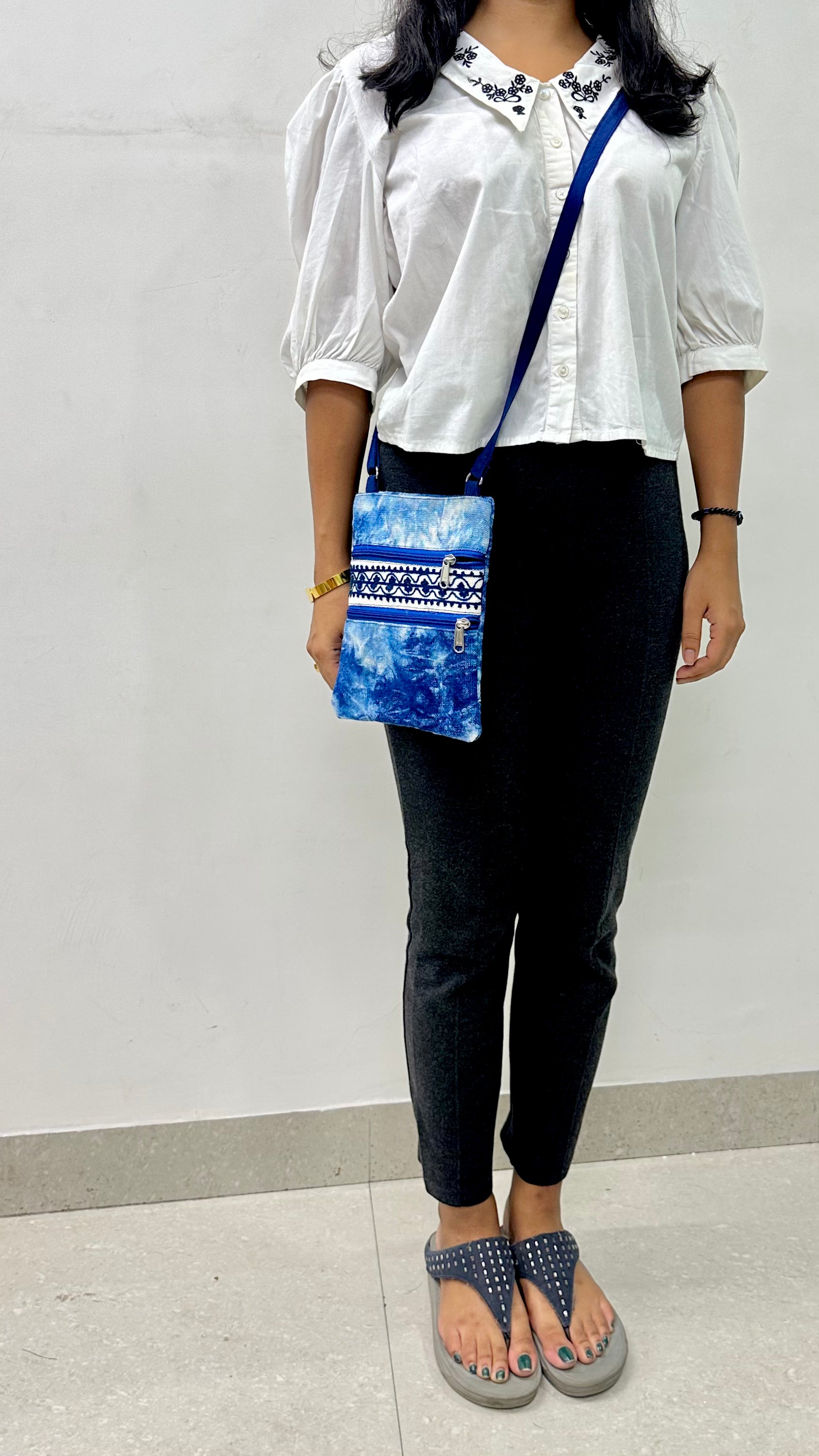 Boho Charm Jute Cotton Sling Phone Bag