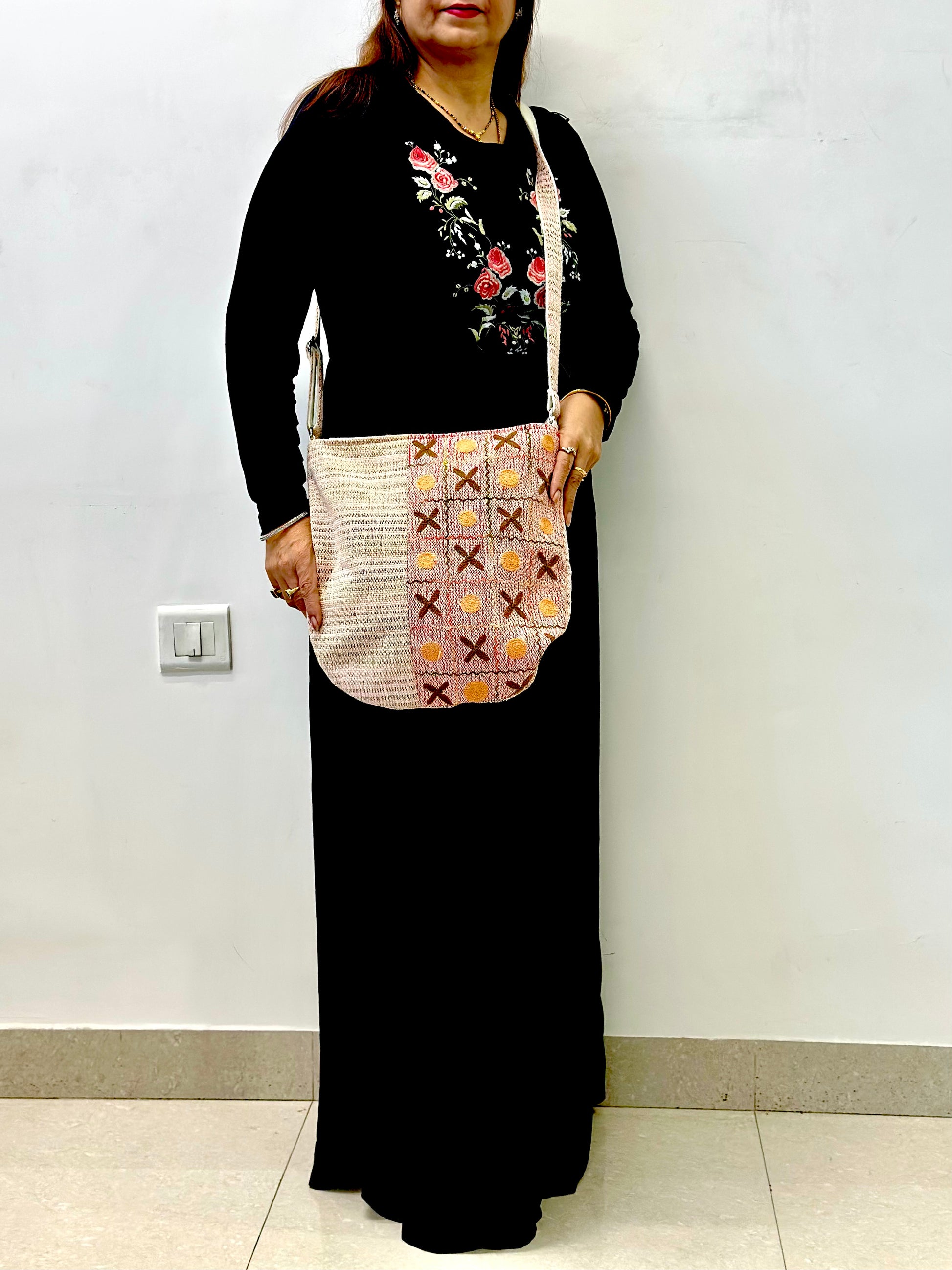 PEACH Polka Handloom Sling Bag