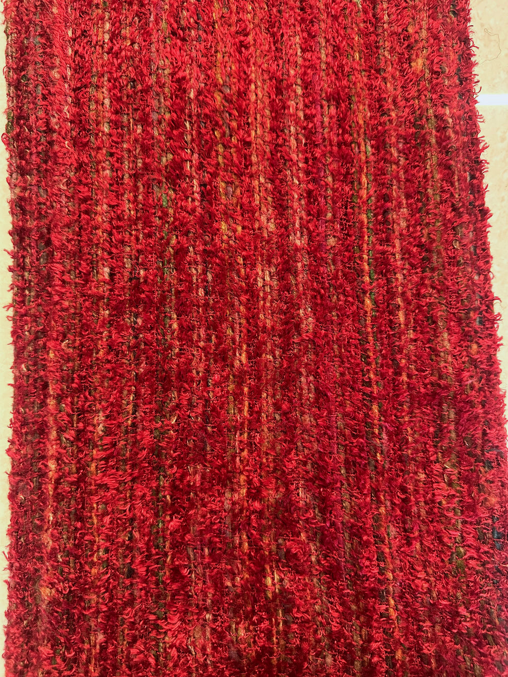 Luxurious Dark Red Chenille Scarf with Soft Textured Weave