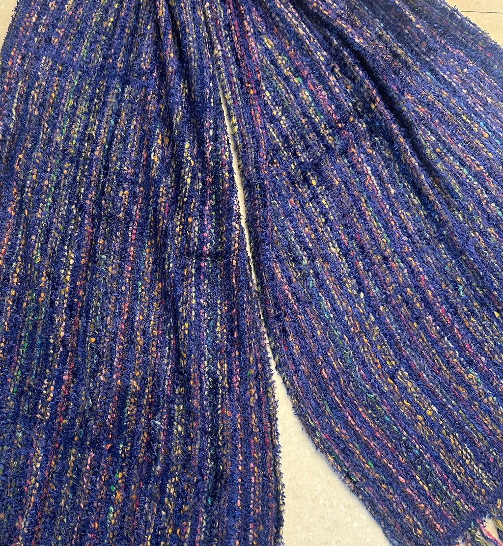 Luxurious Navy Blue Chenille Scarf with Soft Textured Weave