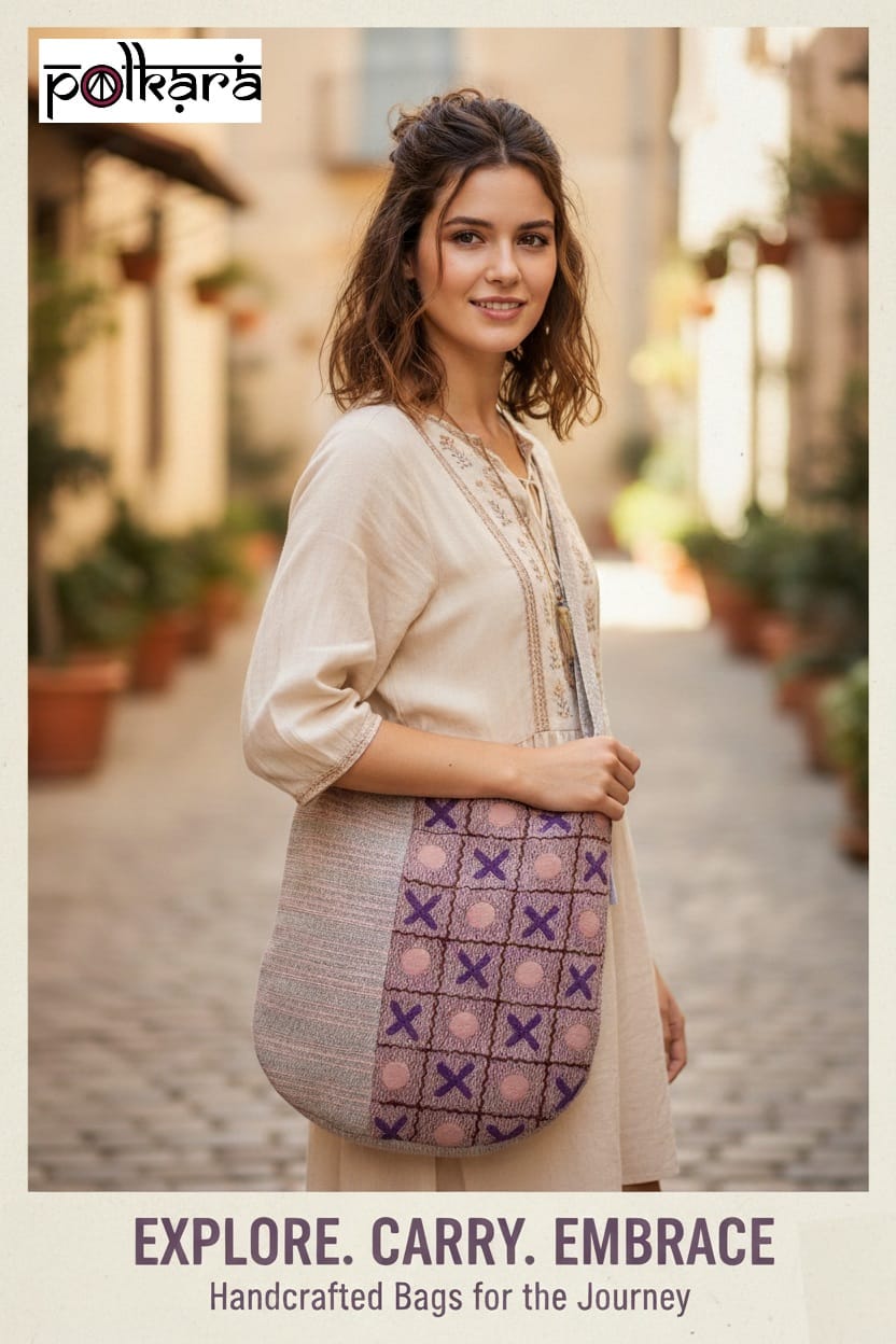 PURPLE Polka Handloom Sling Bag