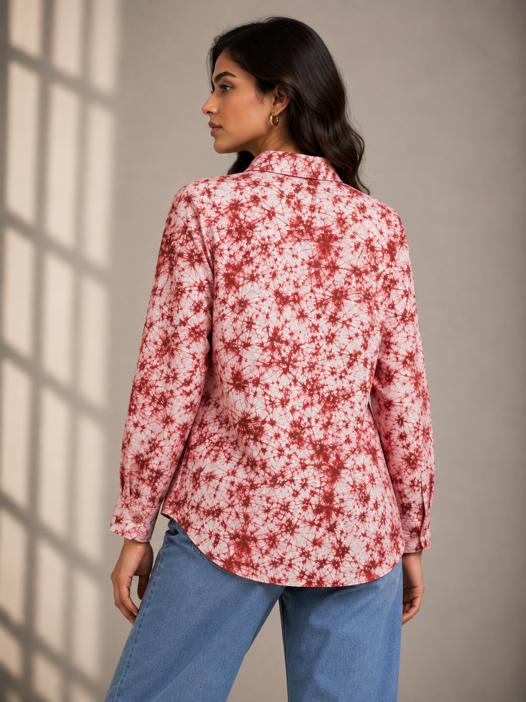 Crimson Vein Hand Batik Pure Cotton Shirt