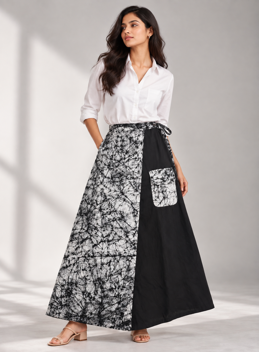 Noir Mosaic Hand Baatik Cotton Skirt