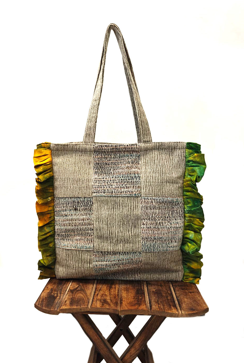 Forest Ruffle Patchwork Tote Bag