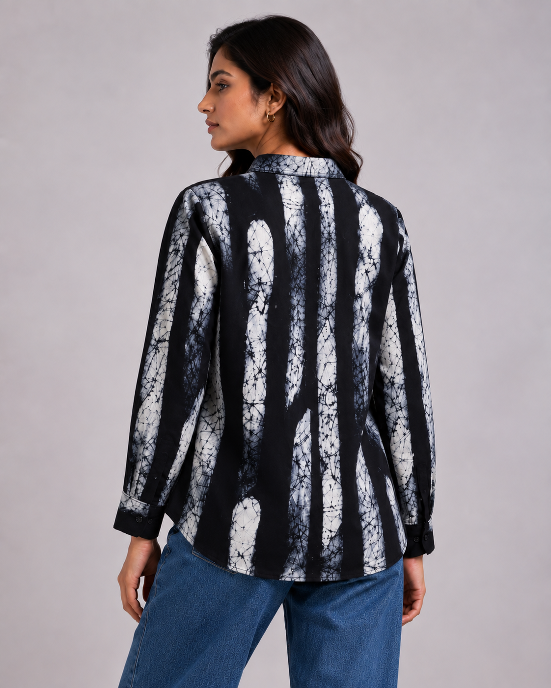Black Strata Hand Batik Pure Cotton Shirt