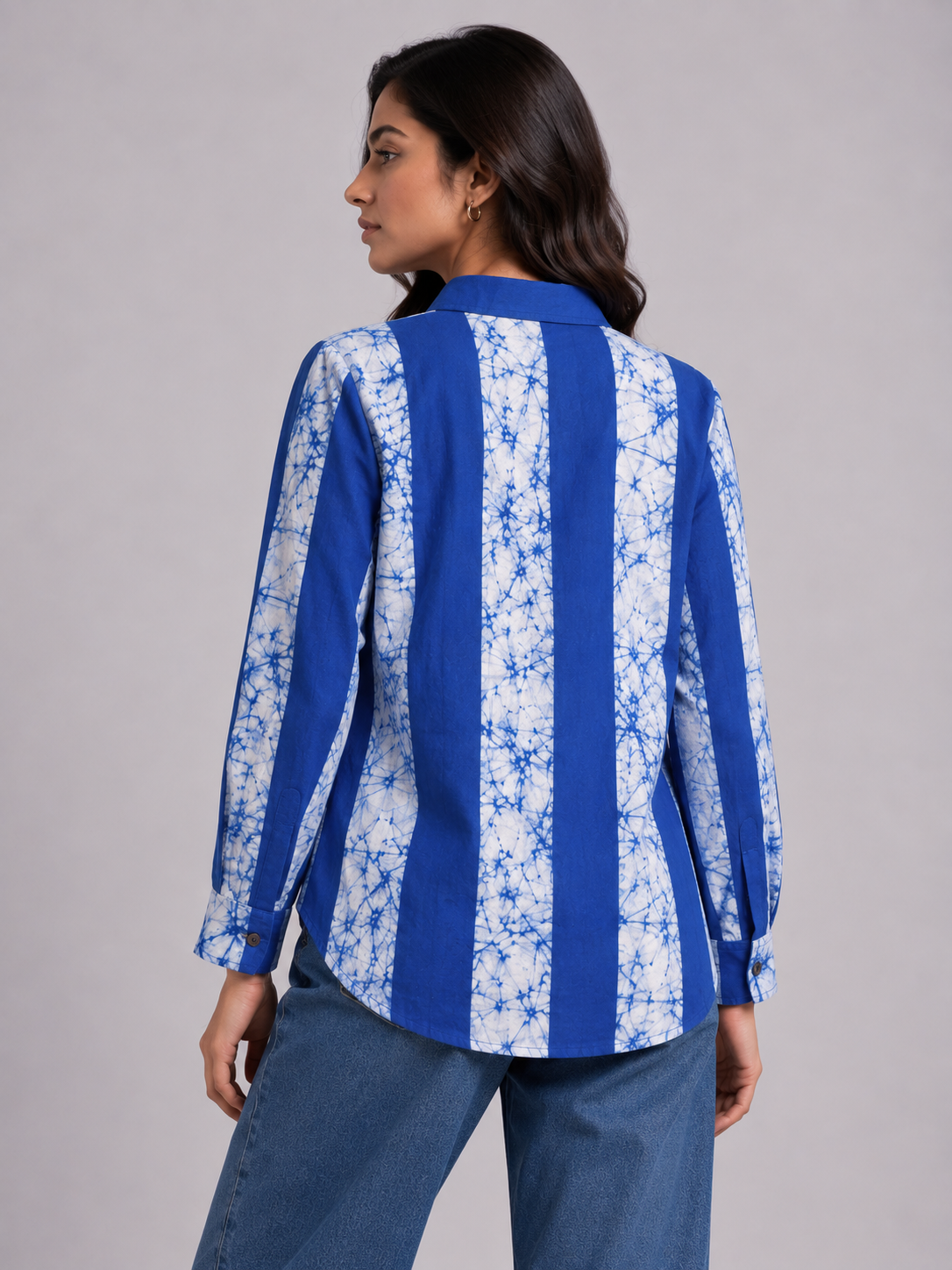 Blue Strata Hand Batik Pure Cotton Shirt