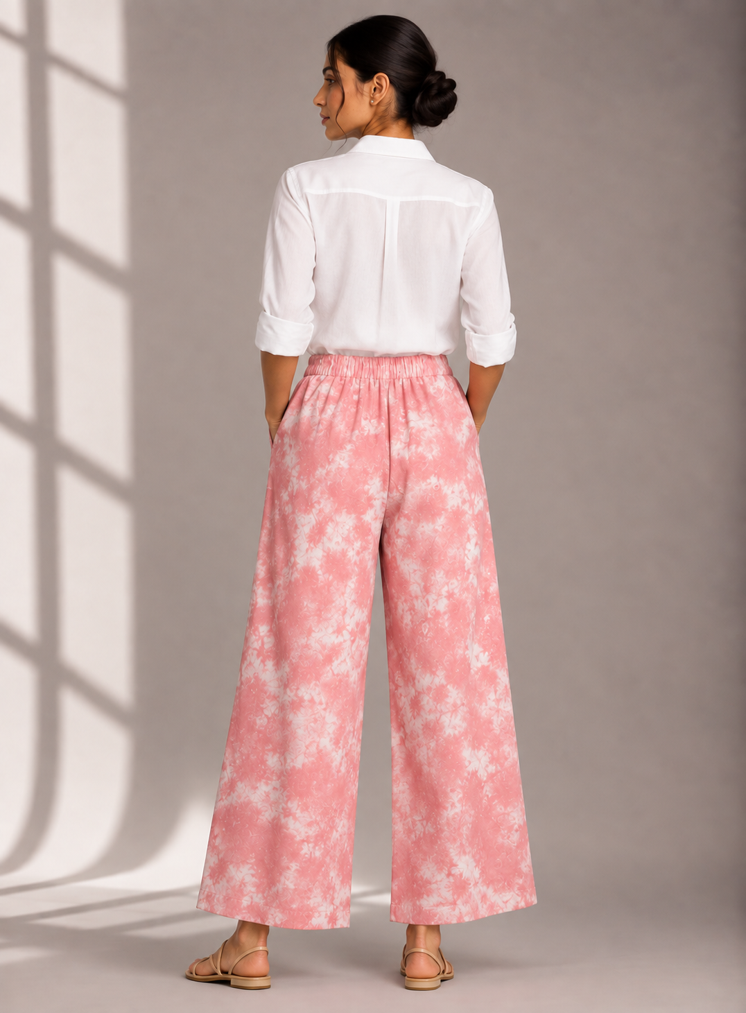 Blush Bloom Hand Tie-Dye Cotton Pants
