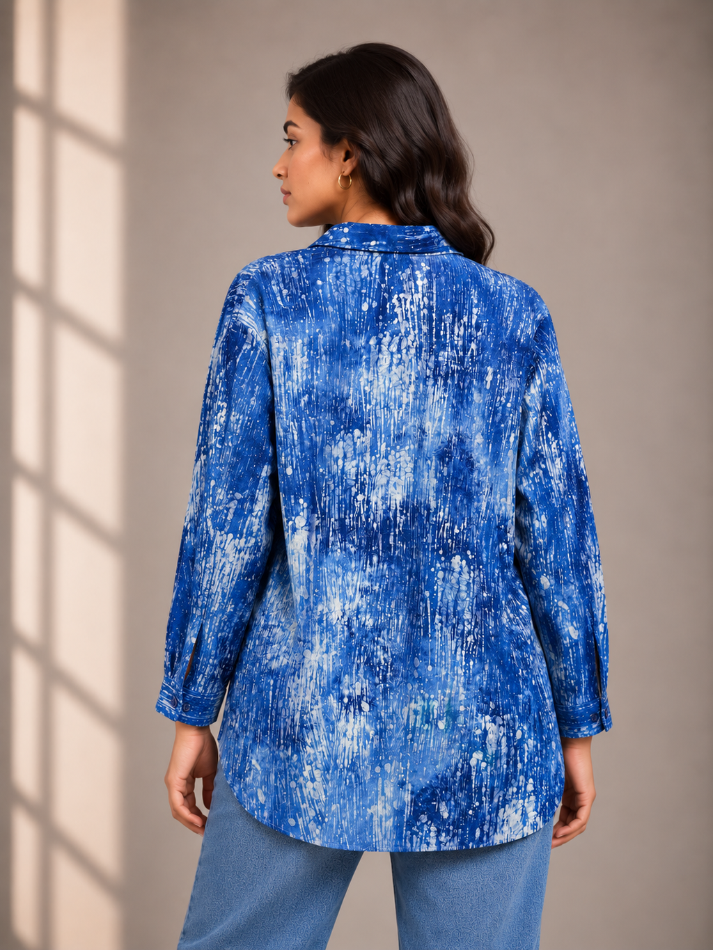 Azure Rain Hand Batik Pure Cotton Shirt