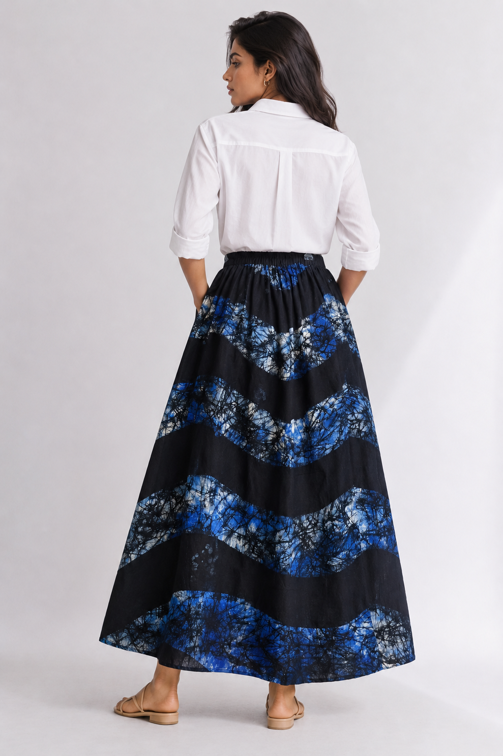 Midnight Blue Baatik Wave Skirt