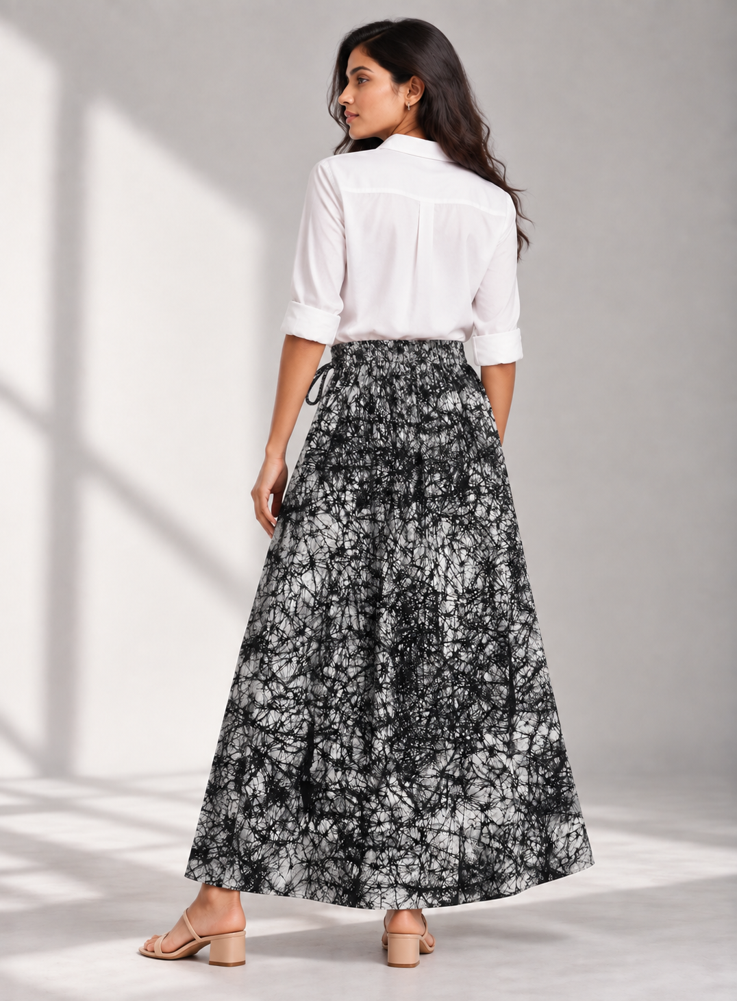 Noir Mosaic Hand Baatik Cotton Skirt